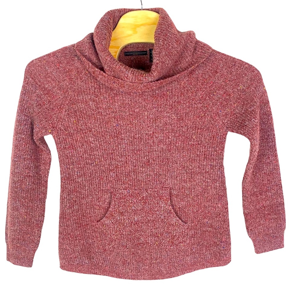 Preswick & Moore Wool Blend‎ Cowl Neck Sweater Womens Sz PL Kangaroo Pocket Rust